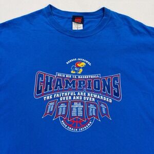 NCAA Kansas Jayhawks Mens XL Big 12 Basketball Champions Blue T-Shirt